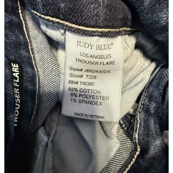 Judy Blue Mid Rise Trouser Flare Button Fly Jeans Size 7/28 Medium Wash Denim - Picture 7 of 10